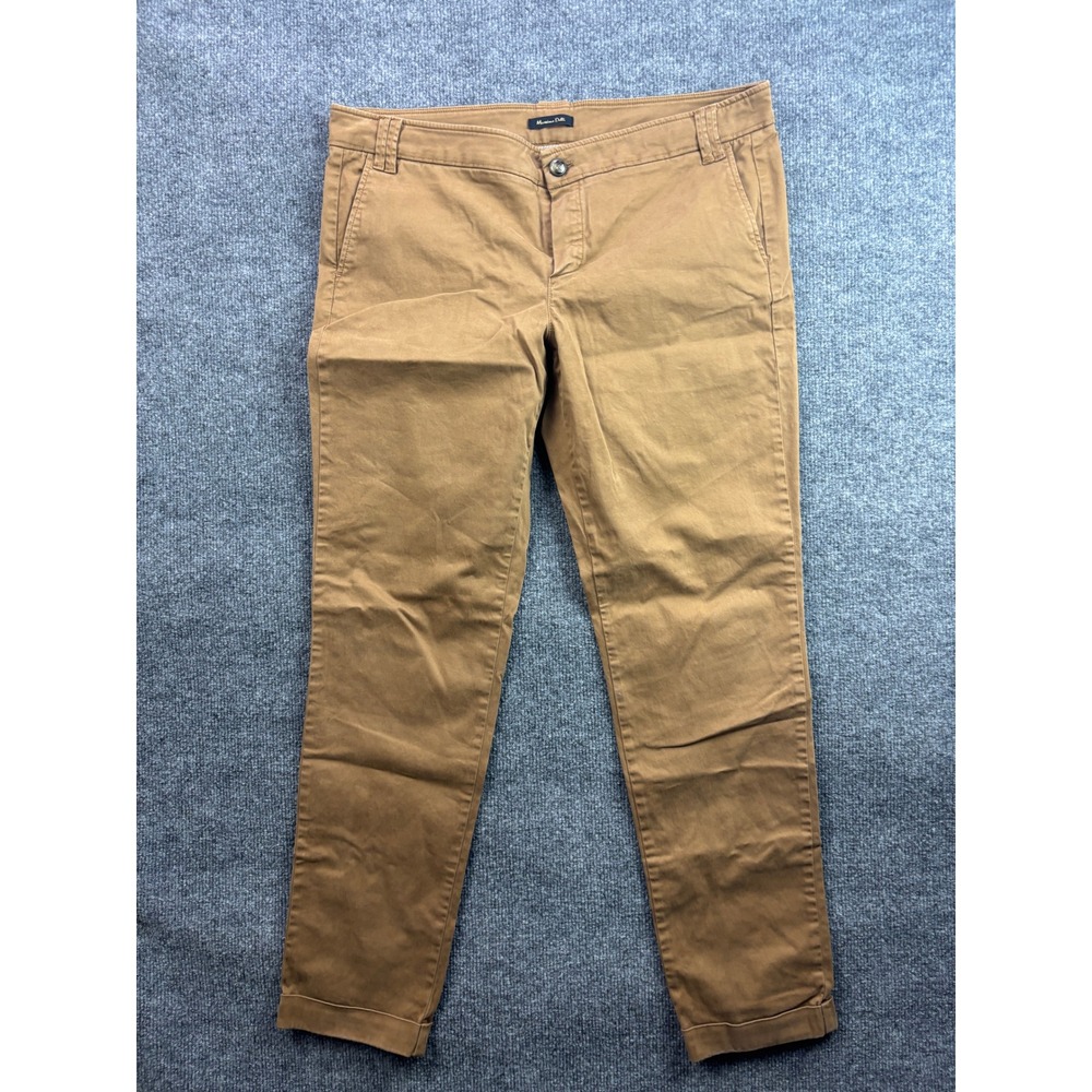 Massimo Dutti Trousers Womens 34 Brown Casual Fit Straight Leg Chino Pants